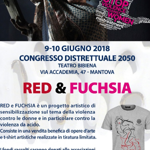 Vesna Pavan presenta le nuove t-shirt del progetto Red&Fuchsia (Mantova 9,10 giugno 2018)